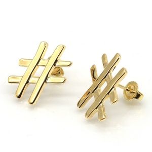 Tiffany & Co Hashtag Earrings Paloma Picasso 18k Yellow Gold